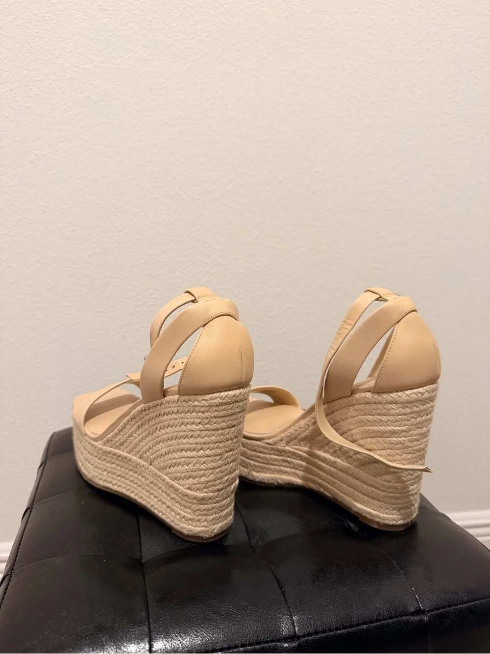 Gianni Bini Nude Beige Platform Espadrille Sandals with Ankle Strap